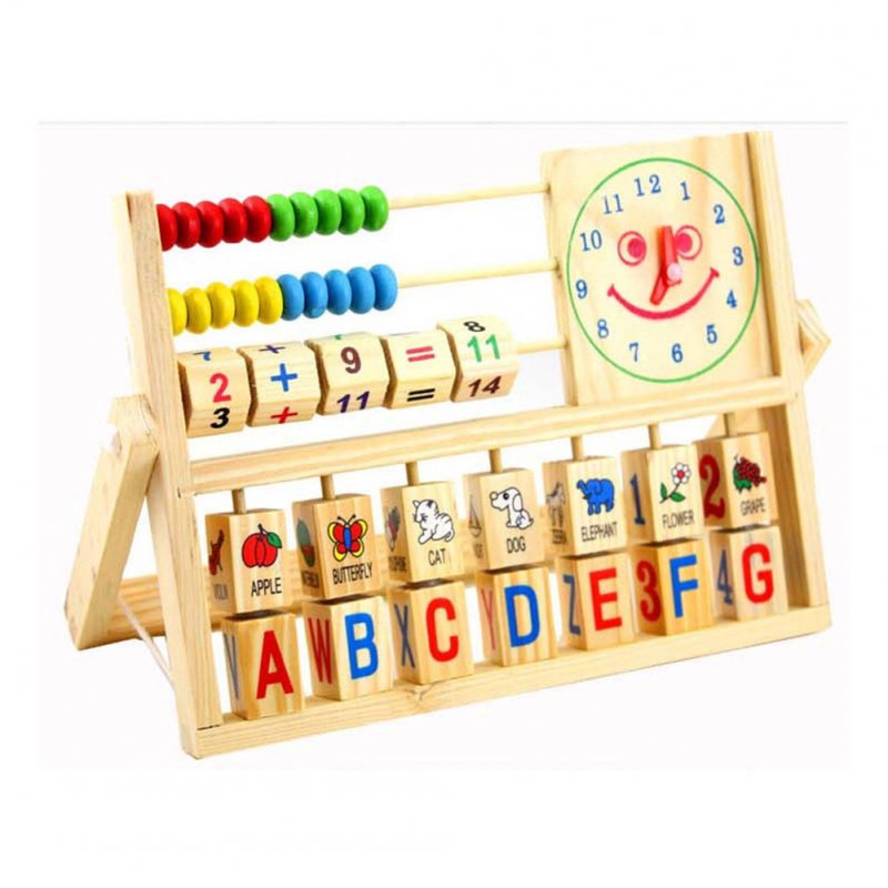 Preschool Math Learning Toy Wooden Frame Abacus With Multi-Color Beads Number Alphabet Counting Clock Learning Toys Gift For Toddlers 