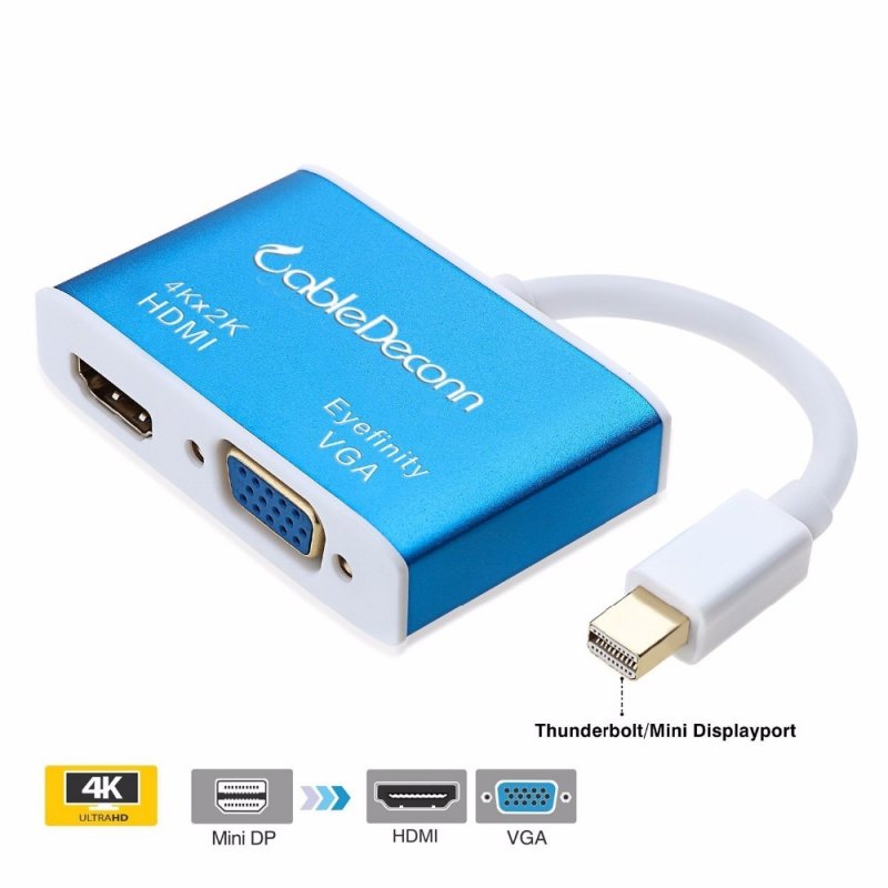 Wholesale Cabledeconn Mini Displayport To Hdmi 4k Vga Adapter 2 In 1 Cable For Mac Macbook Pro Air Surface Pro Blue From China