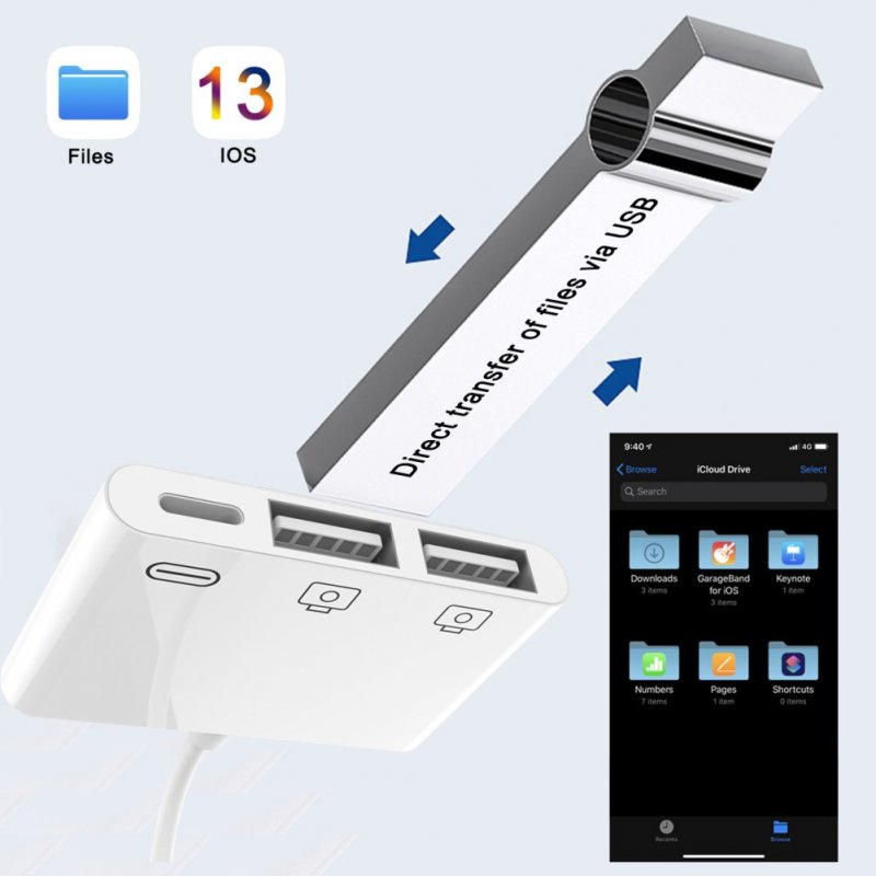 3 in 1 Card Reader for Iphone to USB lightning OTG 