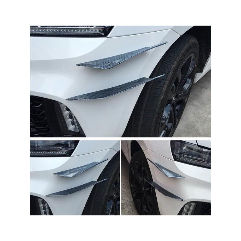 4Pcs Car Front Bumper Canard Splitter Fin Spoiler Carbon Fiber Universal Modified Decoration  Carbon fiber
