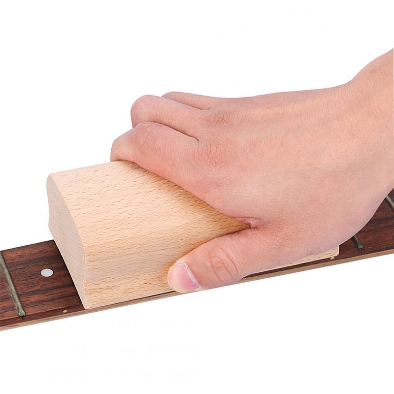 Wooden Polished Block for Guitar Bass Fret Leveling Fingerboard Luthier Tool + 2 Sandpaper 