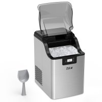 US ZSTAR 44Lbs Nugget Ice Maker Stainless Steel Countertop Ice Machine for Home Office Bar