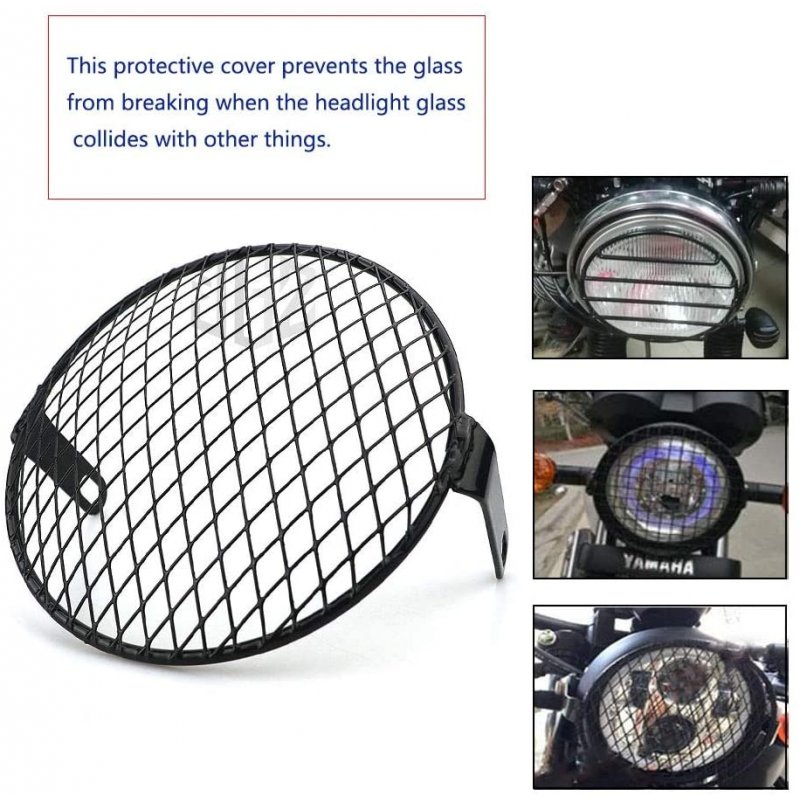 6.5 inch Motorcycle Universal Vintage Headlight Protector Retro Grill Light Lamp Cover 