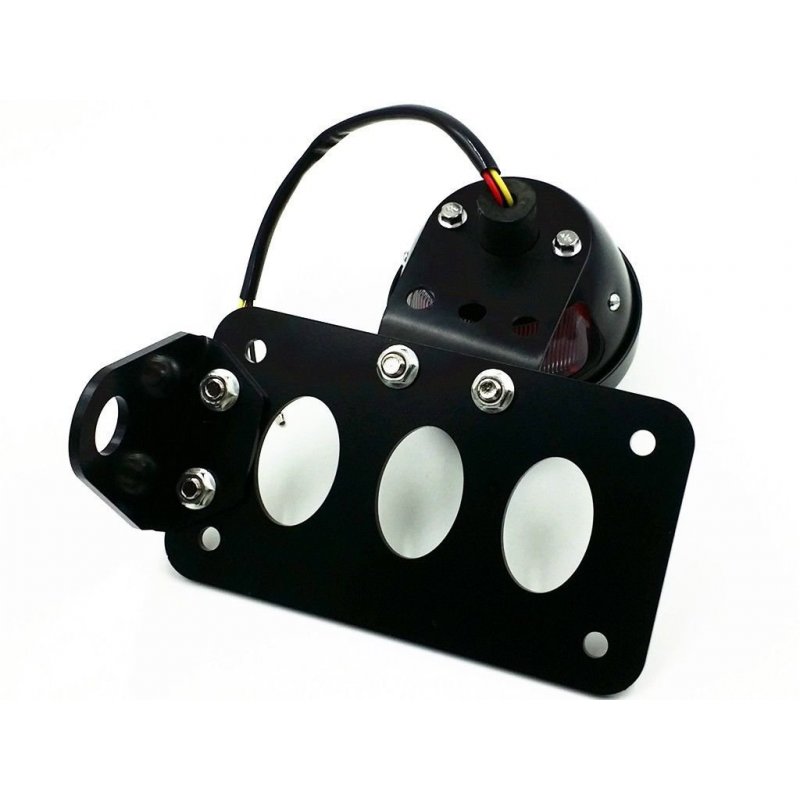Motorcycle Side Mount Tail Light with License Number Plate Bracket For  Sportsters Bobber Chopper Rear Stop Light 