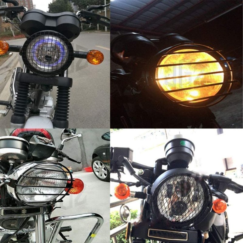 6.5 inch Motorcycle Universal Vintage Headlight Protector Retro Grill Light Lamp Cover 