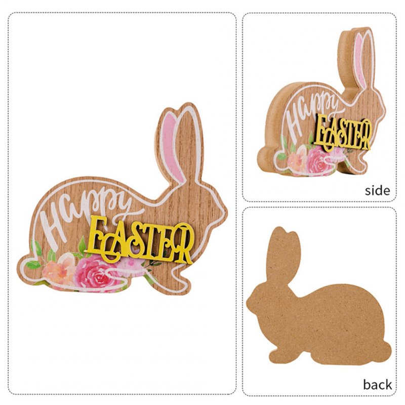 Cartoon Easter Wooden Bunny Ornaments Diy Craft Kids Toy Gift Happy Easter Home Table Decorations 
