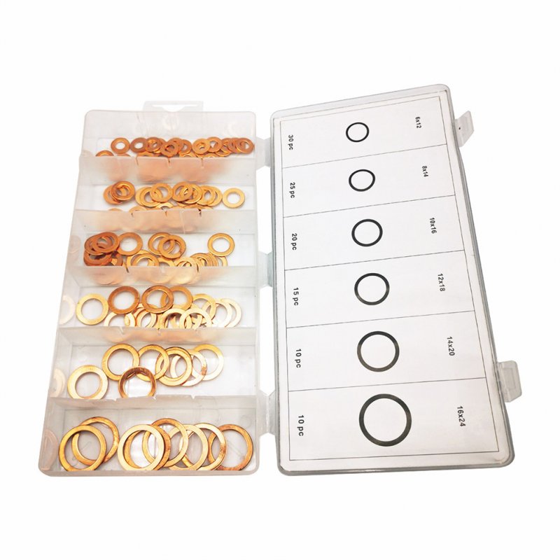 110pcs Copper Sealing Ring Washer Combination Kit Oil Seal Gasket O-ring Washer For Sump Plugs Hydraulic Fittings 