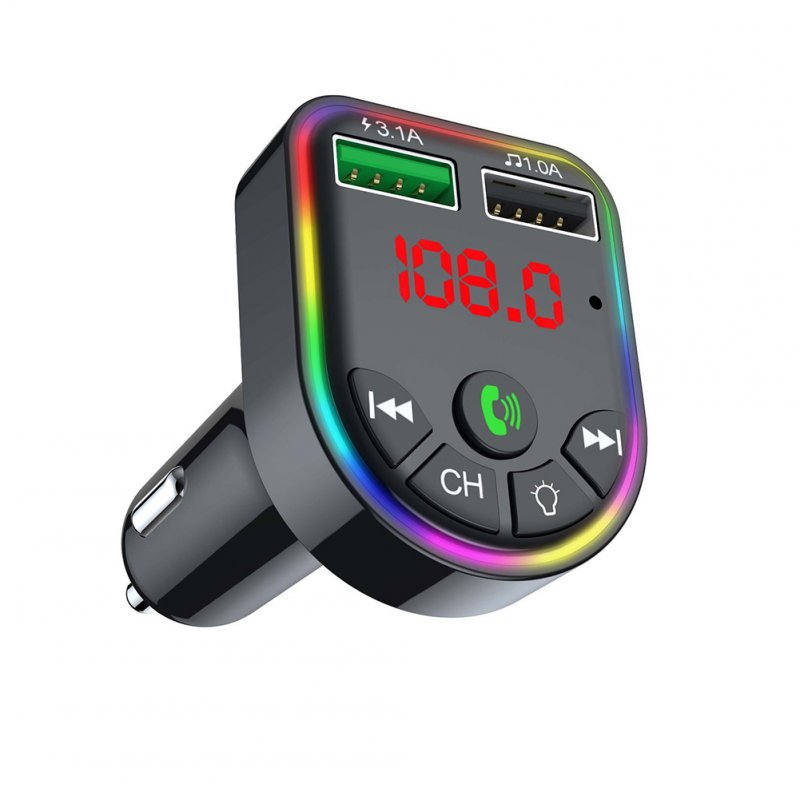 F5 Car Mp3  Player With Atmosphere Light Overload Protection Digital Led Display Automatic Memory Function Bluetooth-compatible V5.0 Receiver 