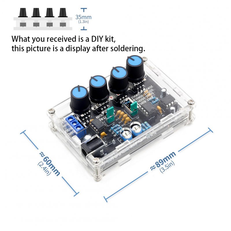 Icl8038 Multifunctional Signal Generator Diy Kit with Shell Output 5hz~400khz Adjustable Frequency Xr2206