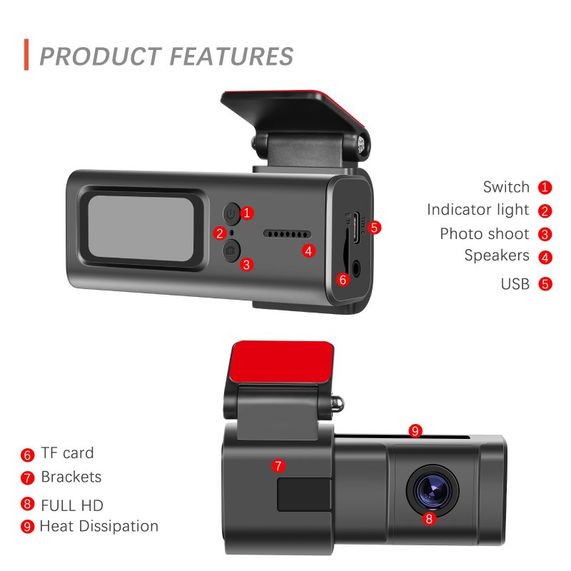 Dash Cam WiFi Car Camera 1080P Dash Camera 1.5 Inch Super Night Vision Loop Recording G-Sensor 150° Wide Angle 