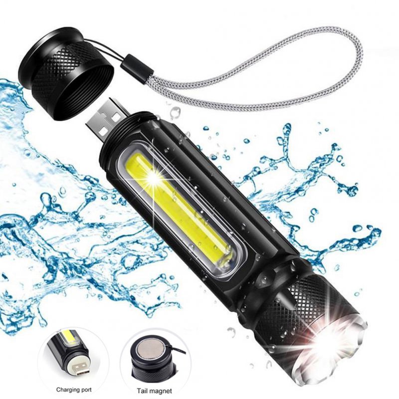 Led Mini Flashlight Usb Rechargeable Multi-functional Strong Light Work Light Led Emergency Light 