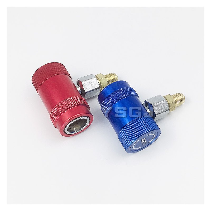2PCS Auto AC R1234yf Quick Couplers Adapters Conversion Kit With Manual 