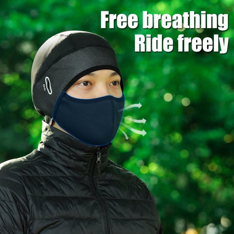 Winter Cycling Hat with Face Cover Warm Breathable Windproof Headwear Double-sided Polar Fleece Hat Pullover Cap Black