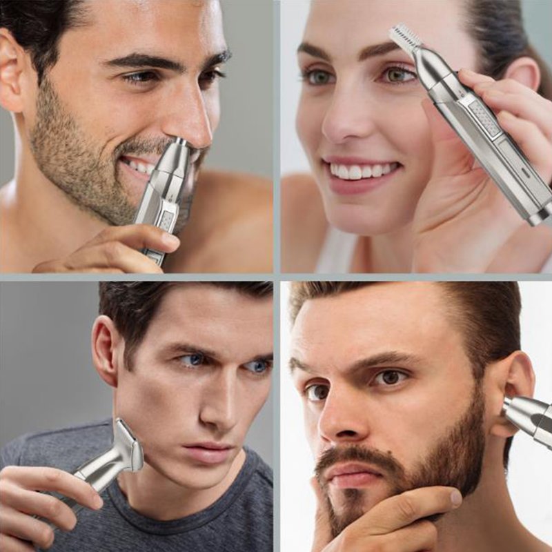 Ear Nose Hair Trimmer Clipper 3 In 1 Multifunctional Professional Painless Eyebrow Face Hair Trimmer For Men Women black USB rechargeable
