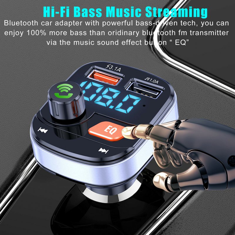 Wireless Fm Transmitter Dual USB Chargers Hands-free Radio Adapter Bluetooth 5.0 