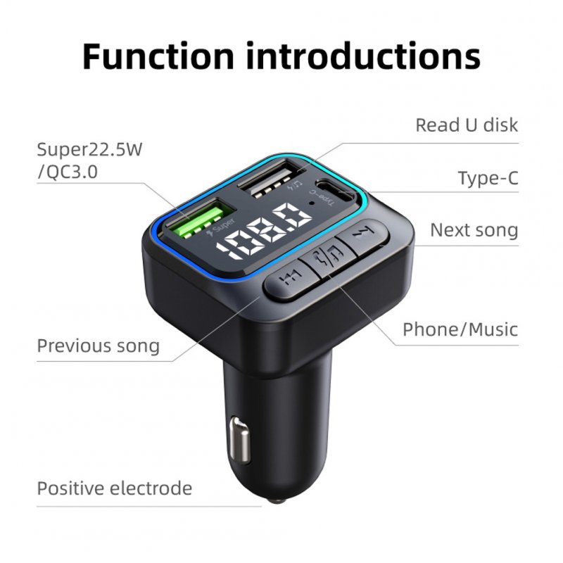 Wireless FM Transmitter For Car MP3 Player Dual USB QC3.0 Quick Charge Handsfree Calling 12-24V Vehicle Universal 