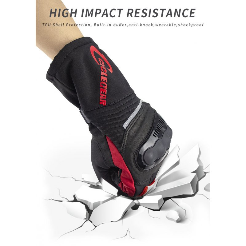 Winter Motorcycle Waterproof Gloves Warm Riding Gloves Full Finger Motocross Glove Long Gloves for Motorcycle red_L