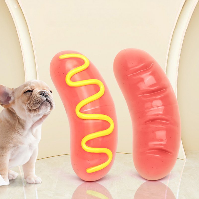 Dog Chew Toys For Aggressive Chewers Indestructible Squeaky Interactive Dog Toys Tough Hot Dog Rubber Toys For Teeth Cleaning 
