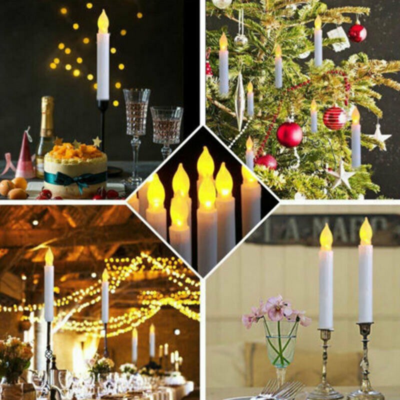 12pcs Led Electronic Candle Lights Flameless Decorative Lamp For Wedding Birthday Christmas Party Accessories yellow flashing Short 2 x 11.5cm