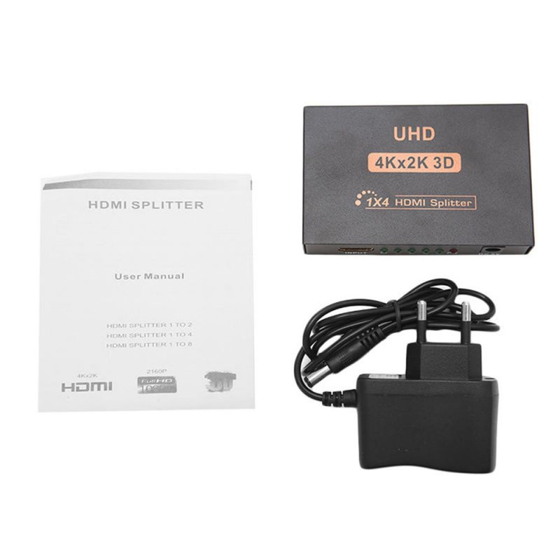 Ultra HD 4K 4 Port HDMI Splitter 1x4 Repeater Amplifier 1080P 3D Hub 1 In 4 Out 