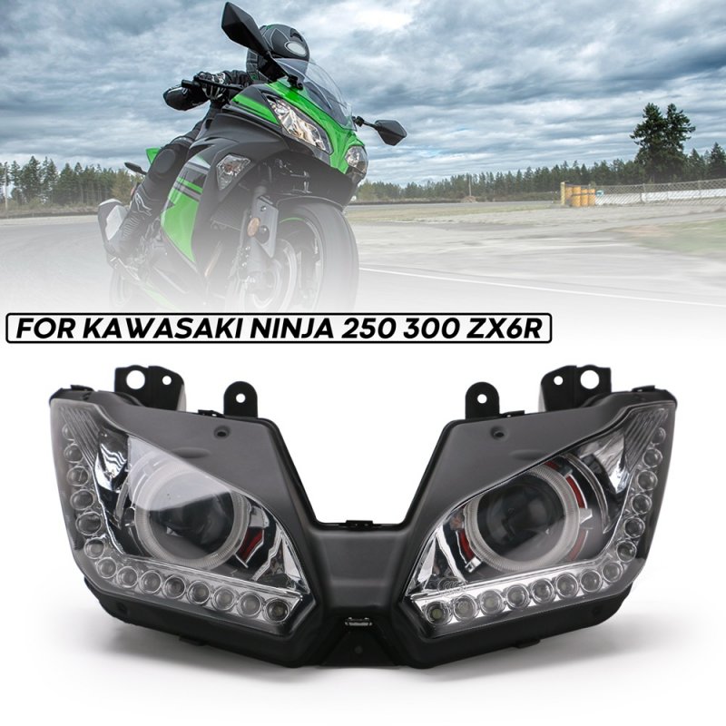 Motorcycle headlights assembly Angel eyes for Kawasaki NINJA 250 300 ZX6R ZX 6R 13-16 