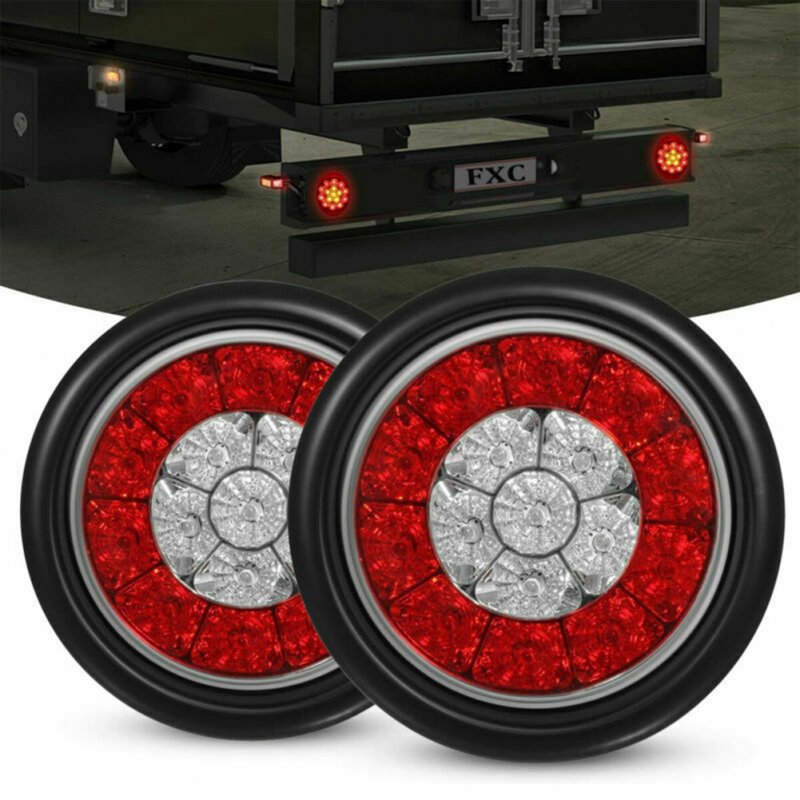 2pcs Round 16-led Truck Trailer Brake Stop Turn Signal Tail  Light Impact Resistant Low Power Consumption Long Lasting Light 