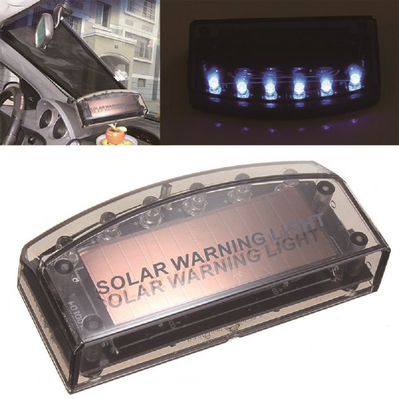 Intelligent Control 6 Led Solar  Warning  Light Solar + Usb Powered Vibration + Light Sensor Strobe Lamp Car Burglar Alarm 