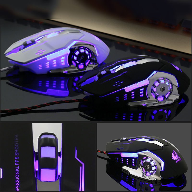 Ergonomic Pro Wired LED Light 4000DPI Optical USB Gamer Gaming Mouse  