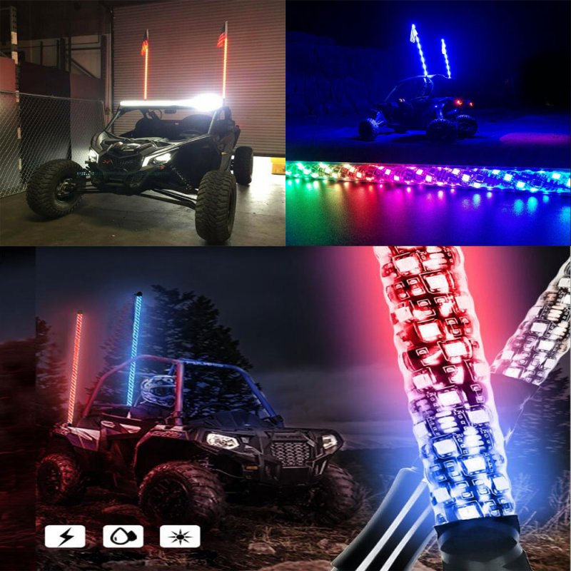 3FT DC12V  RGB Waterproof Bendable Wireless Remote Control Super Bright LED Flagpole Lamp Light 