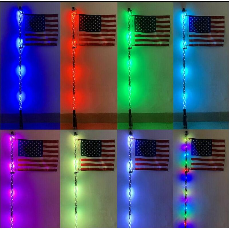 3FT DC12V  RGB Waterproof Bendable Wireless Remote Control Super Bright LED Flagpole Lamp Light 