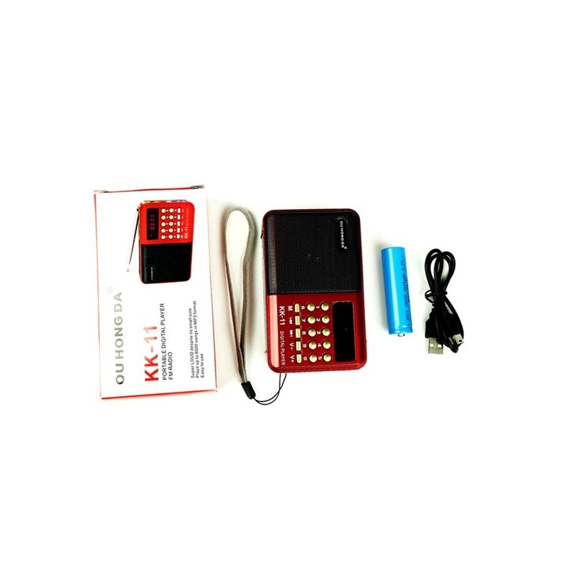 K11 FM Rechargeable Mini Portable Radio Handheld Digital FM USB TF MP3 Player Speaker Black red_K11