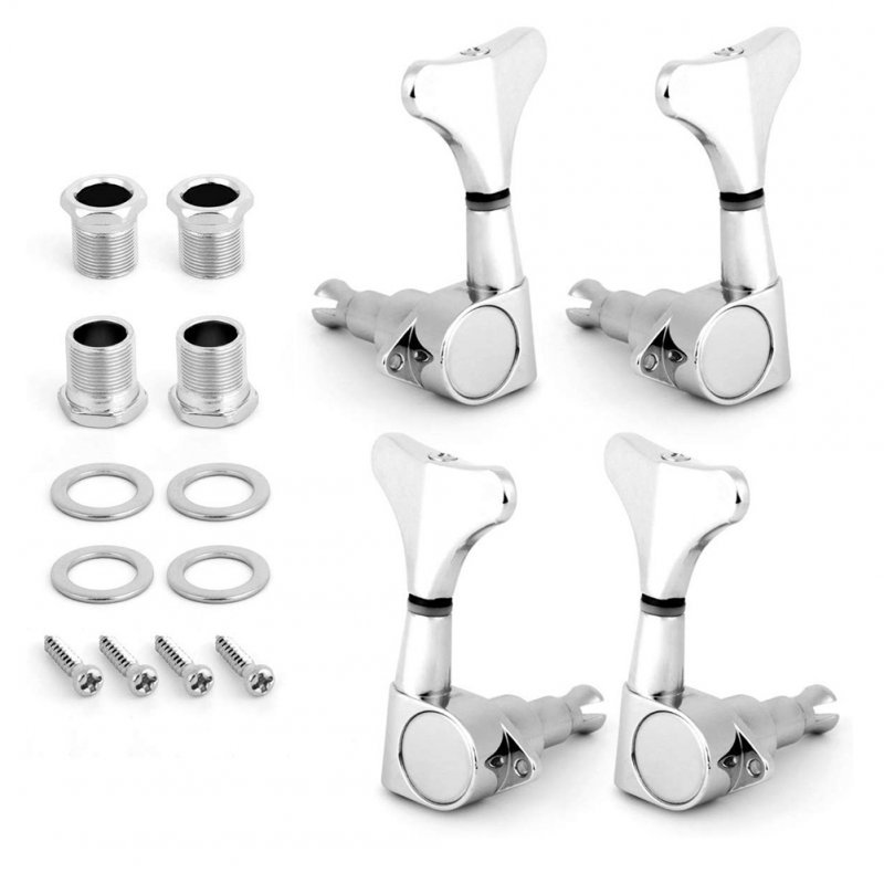 Electric Bass Tuning Pegs Tuners Machine Heads Knobs Set for Acoustic or Electric String Precision Jazz Bass Replacement Music Instrument Parts  Silver_2L+2R
