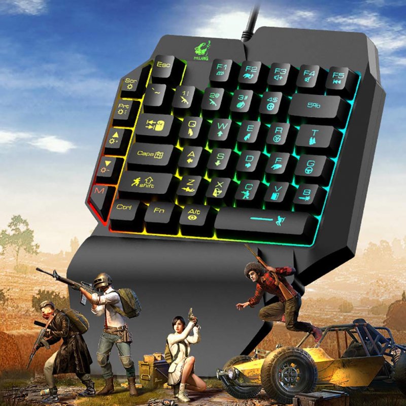 One-Handed Keyboard Left-Hand Gaming Keyboard 39-Key Full Key USB Interface Support for Backlight  