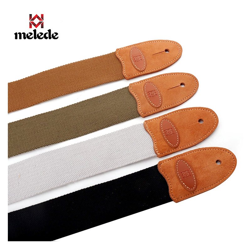 Guitar Strap Cotton Leather Comfortable Belt Solid Color Band for Folk Guitar Light Khaki_5 * 165cm