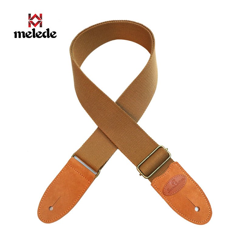 Guitar Strap Cotton Leather Comfortable Belt Solid Color Band for Folk Guitar Light Khaki_5 * 165cm