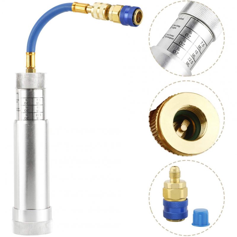 A/C Oil and Dye Injector Hand Turn Screw-in Air Conditioning Coolant Filling Tube Injection Tool