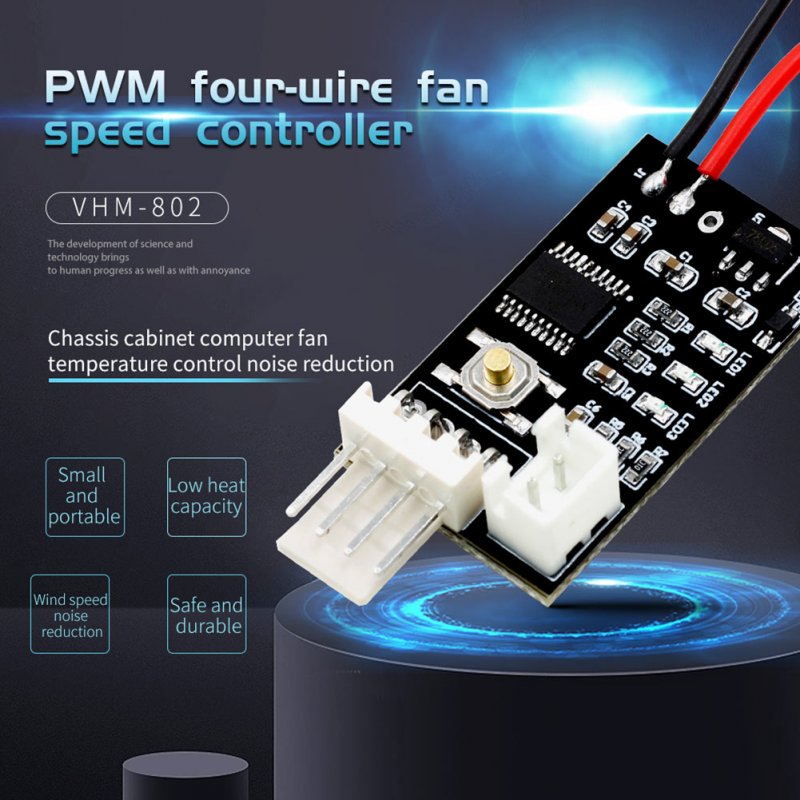 Vhm-802 12v 4-wire Fan Temperature Speed Controller Governor Pwm Output 10%~100%