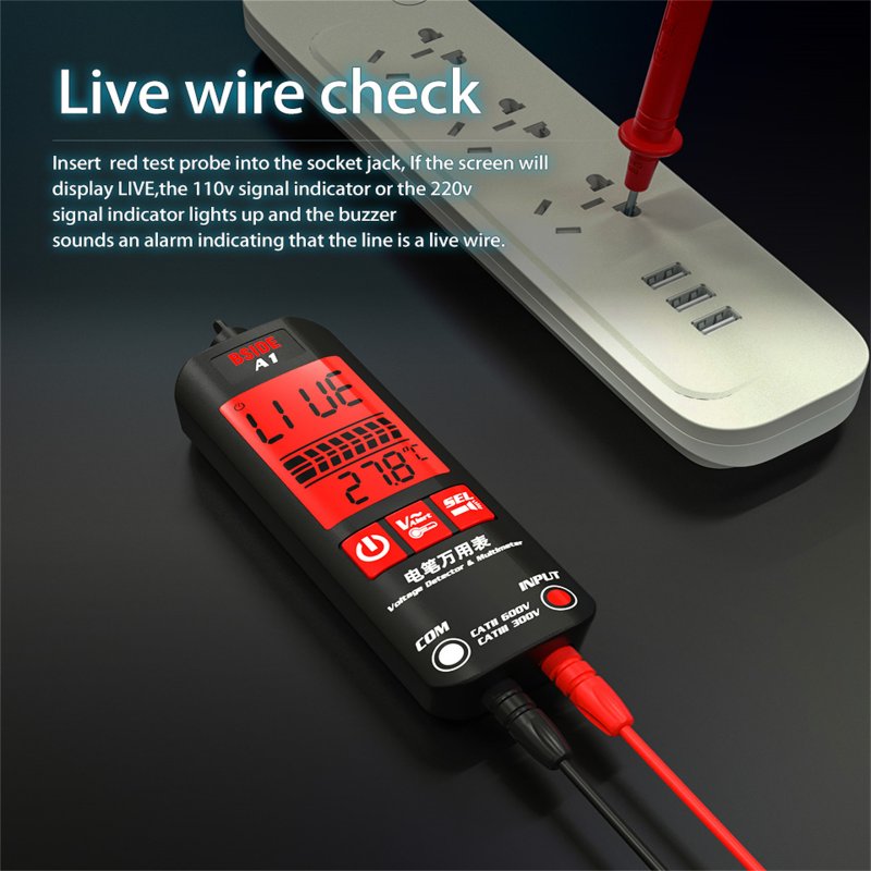 BSIDE Mini A1 Multimeter Voltage Tester Adjustable Sensitivity Dual-mode Smart Hand-held High-precision Detection
