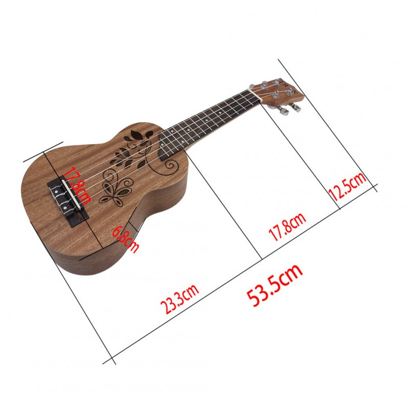 21inch Sapele Ukulele Hollow Carved Butterfly Leaves Rosewood Fingerboard Bridge Pad Small Guitar Musical Instrument 21inch