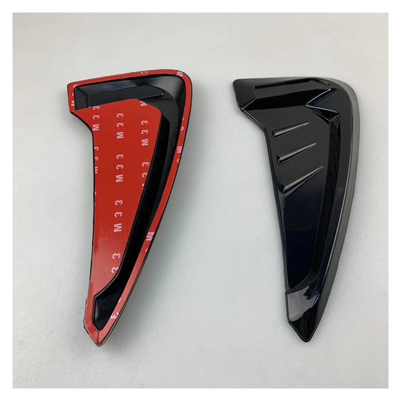 2Pcs Car Side Mudguard Air Vent Covers Black Rubber Shark Gills Decoration Sticker black