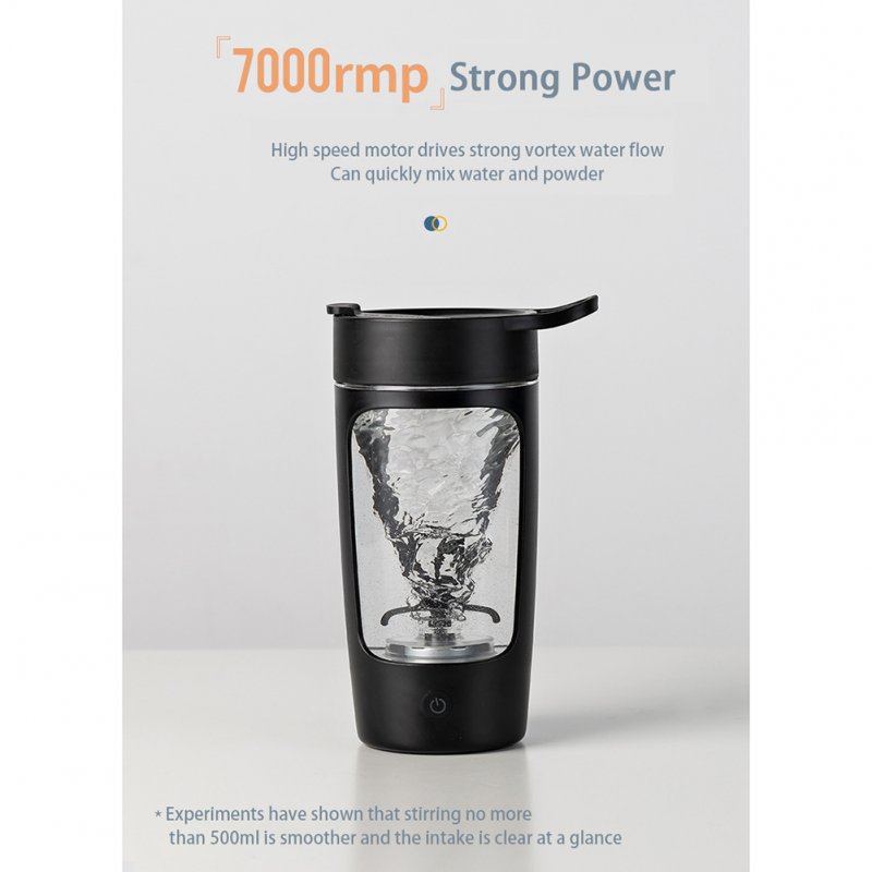 Automatic Mixer Cup 7000rpm Strong Power 650ml Large-Capacity Leakproof Electric Shaker Bottles Black