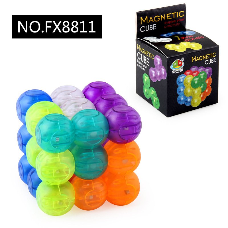 Fanxin 3x3x3 Ball Magic Cubes Professional Magnetic Magic Cube Children DIY Puzzle Toys 