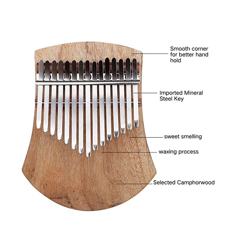 GECKO 17 Keys Kalimba African Camphor Wood Thumb Piano Finger Percussion