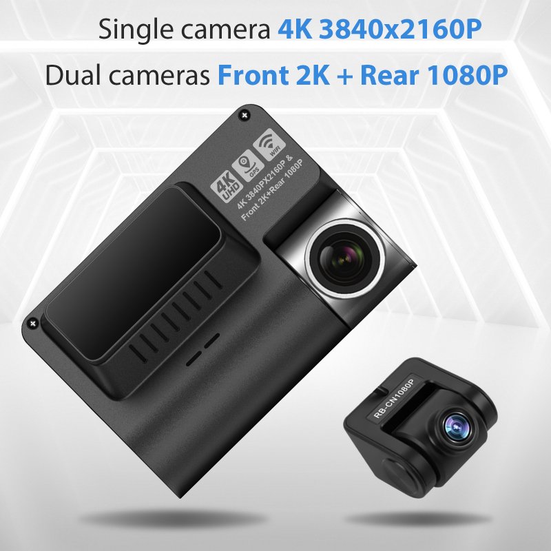 V55 Dash Cam 4k Ultra-clear Car Parking Monitor Wifi GPS Driving Recorder 