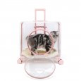 Transparent Pet Carrier Backpack With Silent Wheel Telescopic Handle Cartoon Pattern Plush Pad Large Capacity Trolley Case