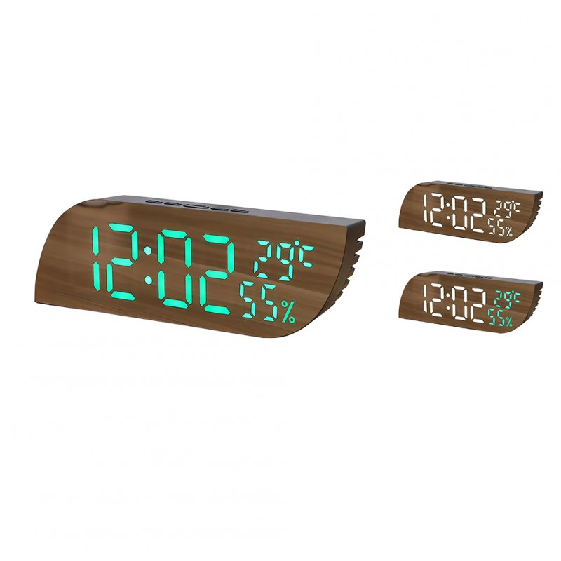 Digital Alarm Clock Mirror Surface LED Digital Clock With Snooze Function 2 Levels Brightness Temperature Humidity Display 