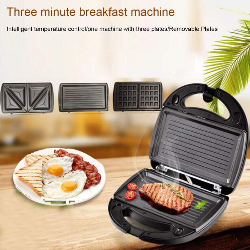 3-in-1 Household Waffle Maker Quick Heating Non-stick Coating Sandwich Maker with Removable Plates 