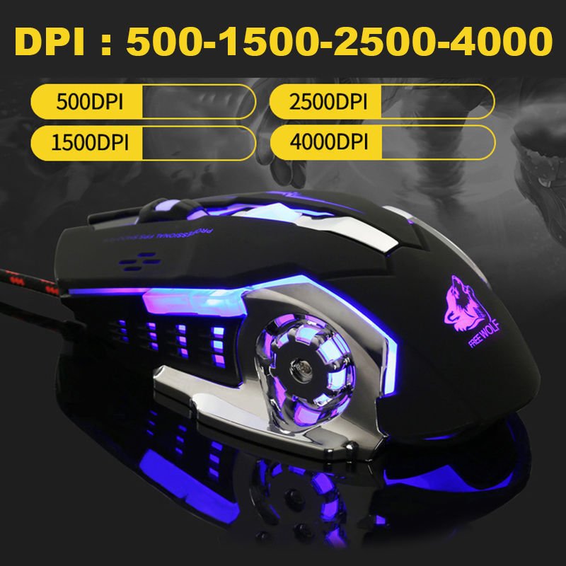 Ergonomic Pro Wired LED Light 4000DPI Optical USB Gamer Gaming Mouse  
