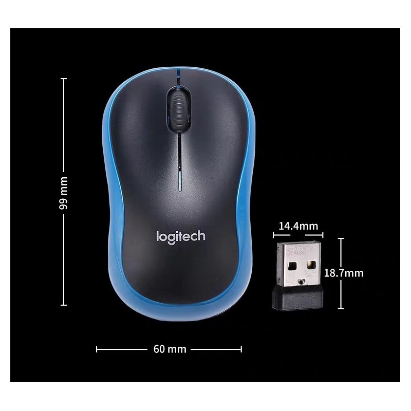 Logitech M186 Mouse Optical Ergonomic 2.4GHz Wireless USB 1000DPI Mice Opto-electronic Both Hands Mouse for Office Home Laptop 