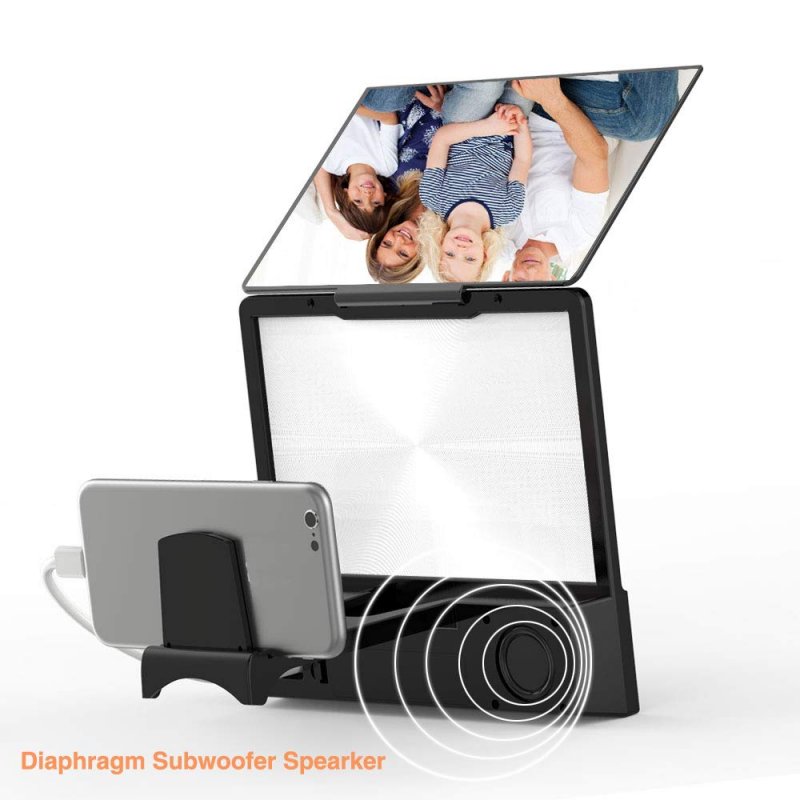 L8 Screen Magnifier 3D Smartphone Movies Amplifier with Bluetooth Speaker HD Protable Phone Video Projector with Foldable Cellphone Stand  black_8.5inch
